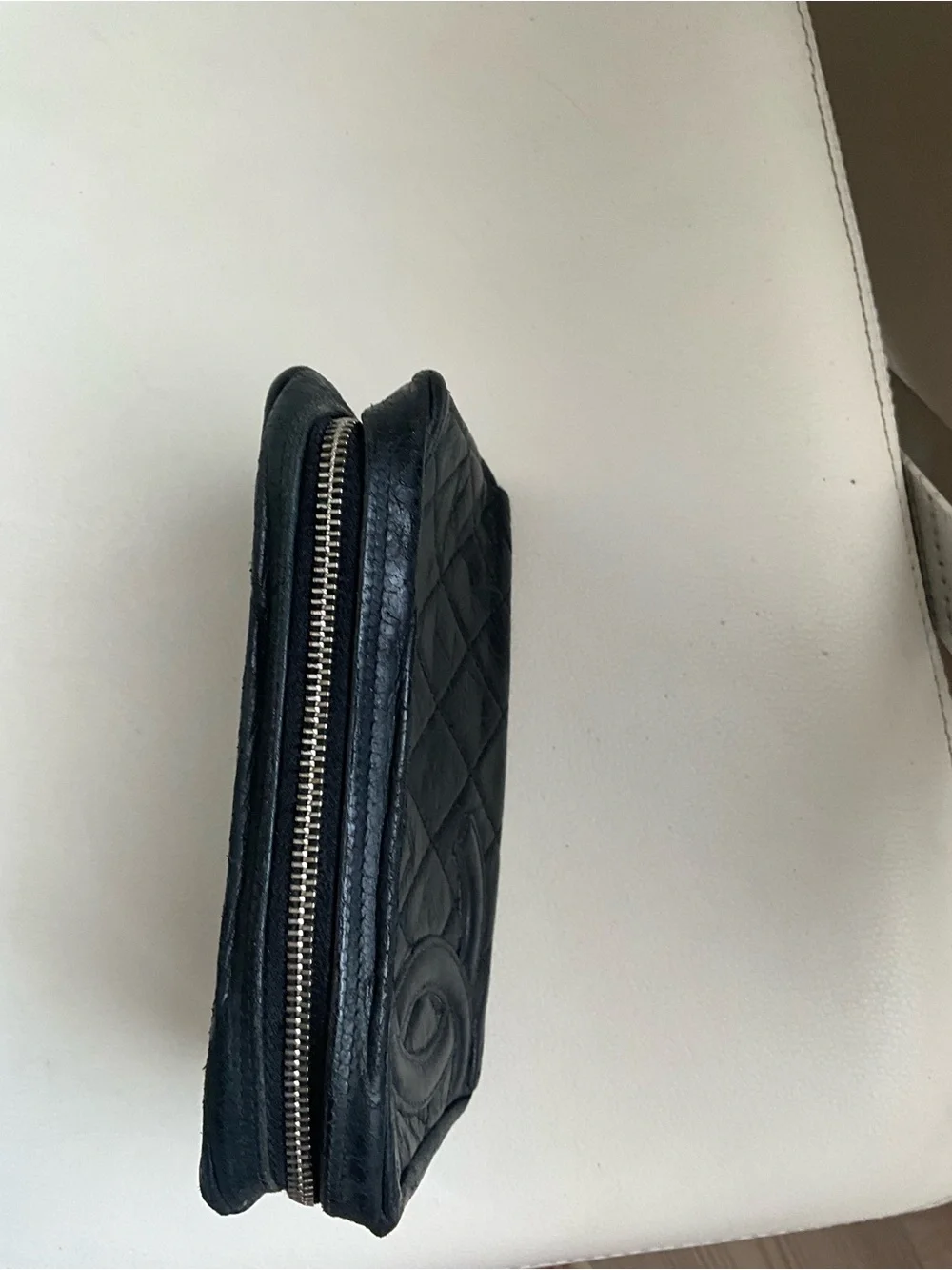 CHANEL Aged Calfskin Quilted Cambon Cosmetic Case Black